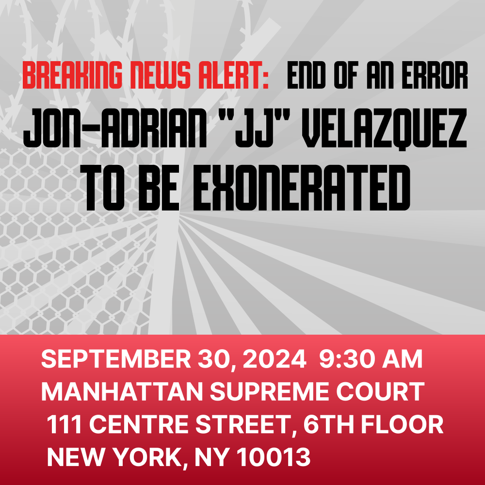 Square social graphic announcing the September 2024 exoneration hearing
